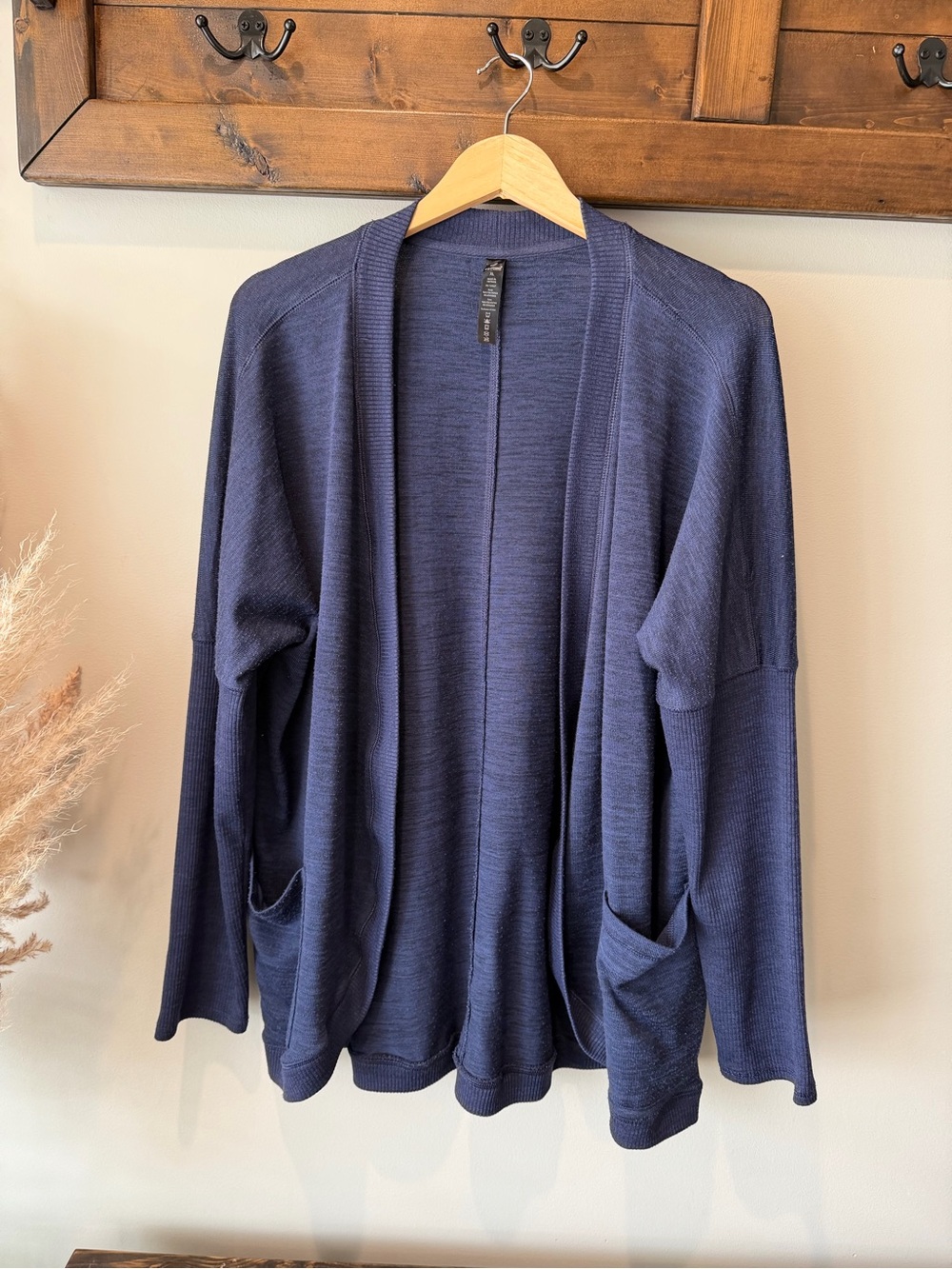 90 Degree By Reflex Navy Open-Front Pocket Cardigan